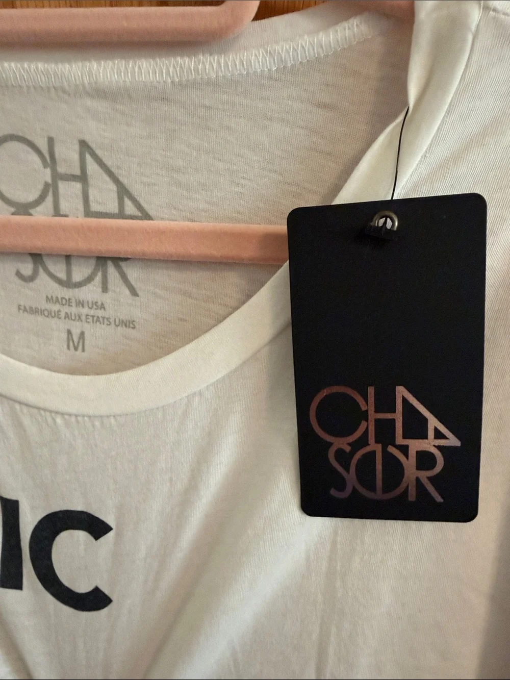 🫶🏼5 for $45!!🫶🏼Chaser White T-Shirt w/ Black lettering - MUSIC ART LOVE HAPPINES